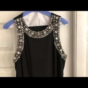 Cocktail dress with rhinestone trim